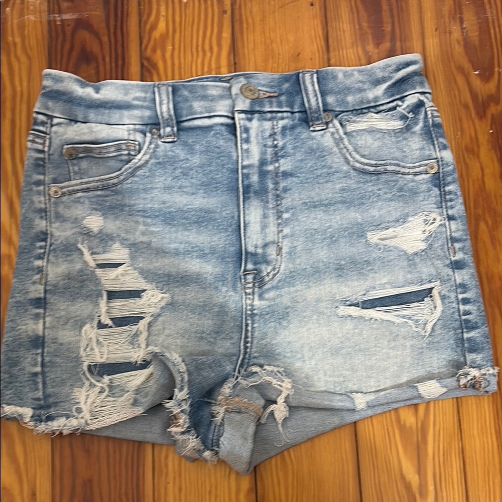 American Eagle Outfitters Blue Jean Shorts Distressed Raw Hem
